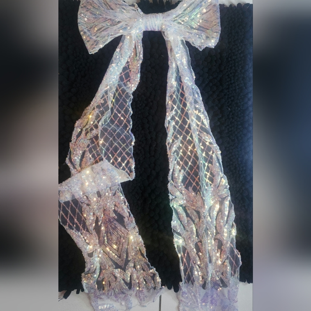 Curried Myrrh Sequin Bow extra long,sparkly,shiny